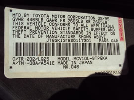 1995 LEXUS ES300 STD MODEL 4 DOOR SEDAN 3.0L AT 2WD COLOR BLACK Z14740